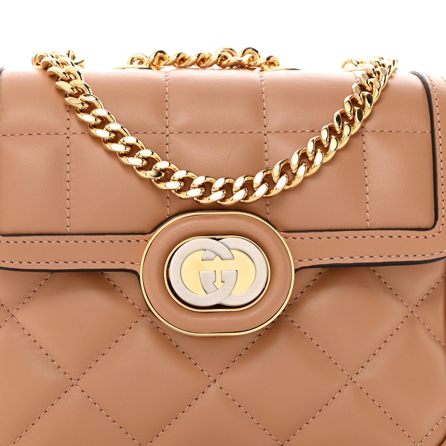 Calfskin Quilted Mini Deco Shoulder Bag Camelia