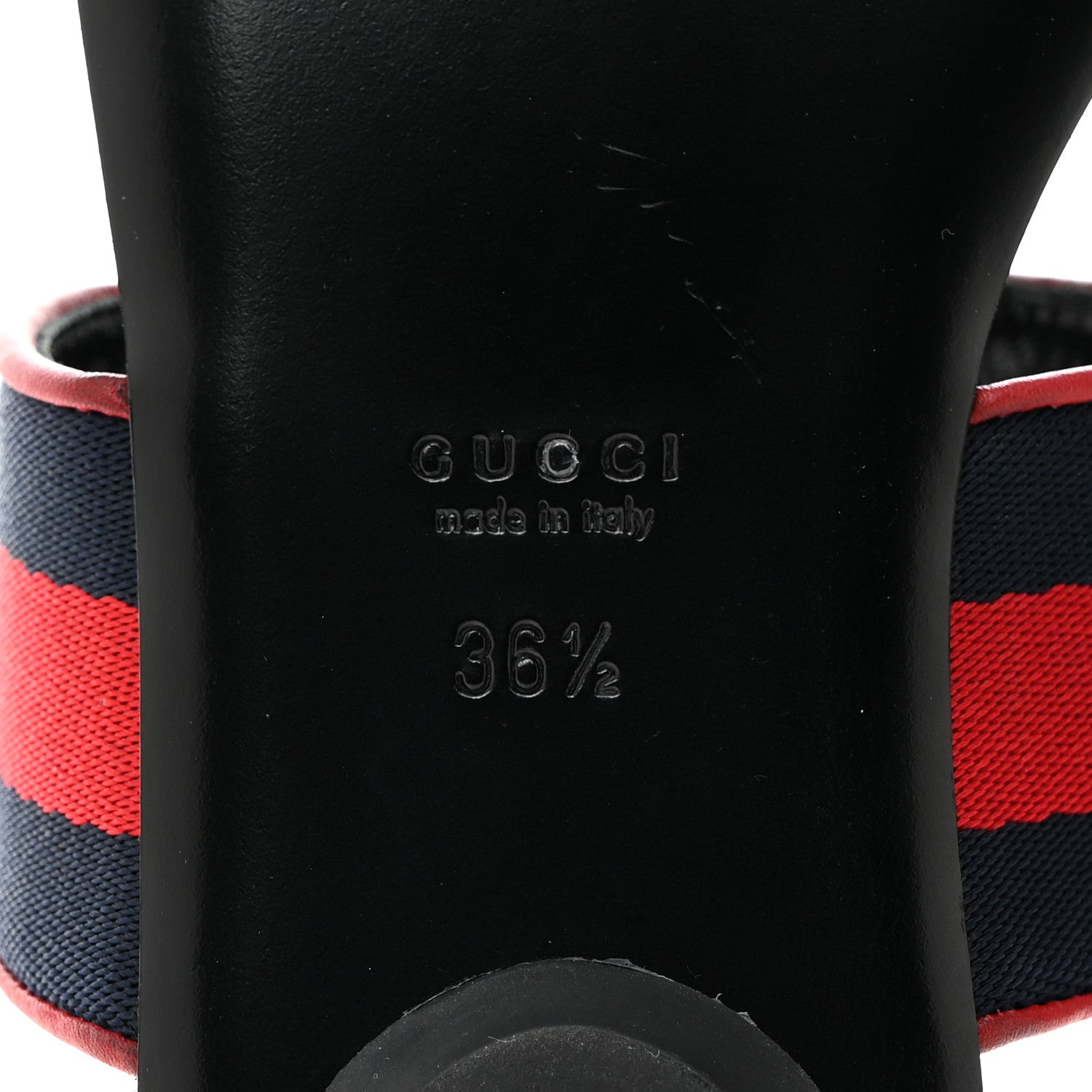 Gucci Nylon Calfskin Web Womens Horsebit Thong Sandals 36.5 Blue Red Black 7 of 7