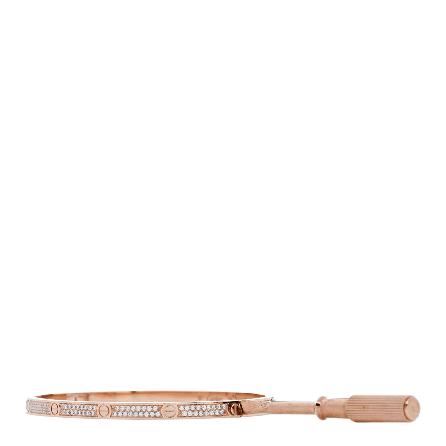 18K Pink Gold Diamond Small LOVE Paved Bracelet 18