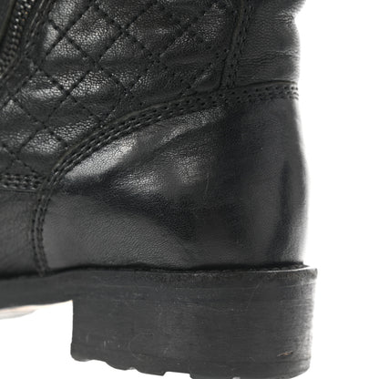 Chanel Sheepskin Quilted CC Tall Lace Up Combat Boots 36 Black 17 of 18