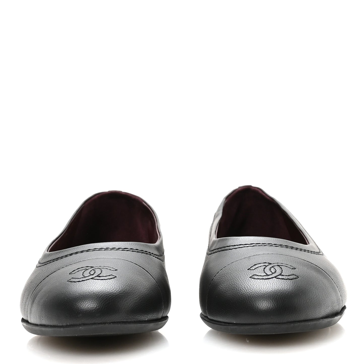 Lambskin Cap Toe CC Uniform Ballerina Flats 39 Black