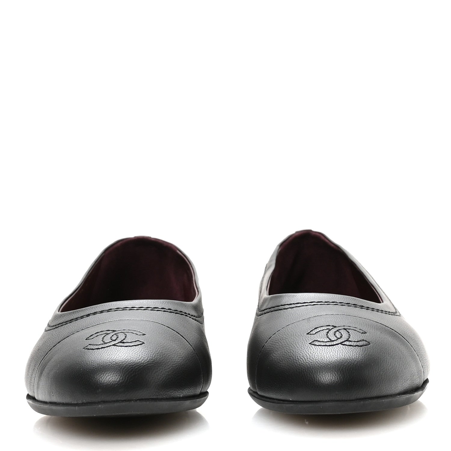 Chanel Lambskin Cap Toe CC Uniform Ballerina Flats 39 Black 3 of 8