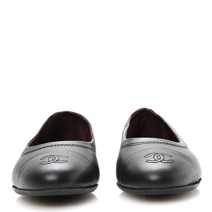 Chanel Lambskin Cap Toe CC Uniform Ballerina Flats 39 Black 3 of 8