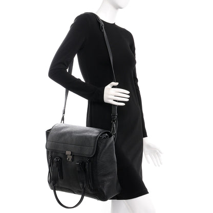 3.1 Phillip Lim 3.1 Textured Calfskin Large Pashli Satchel Black 2 of 7
