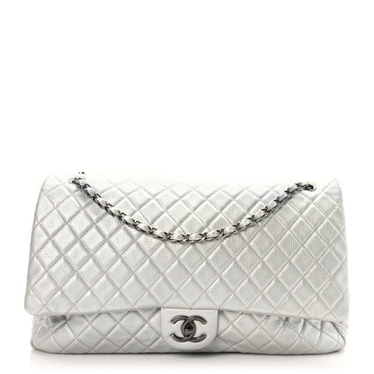 Chanel Metallic Calfskin Quilted XXL Travel Flap Bag Silver 1 of 9