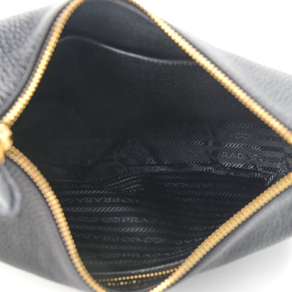 Prada Vitello Phenix Zippered Messenger Hobo Black 5 of 10