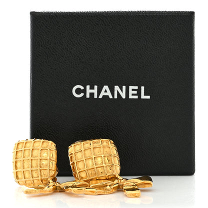 Chanel Metal CC Bow Drop Clip On Earrings Gold 6 of 6