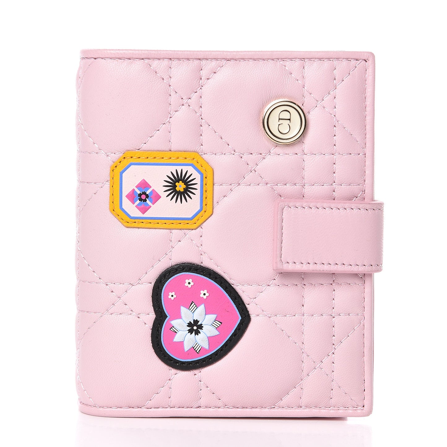 Lambskin Cannage Lucky Badge Eden Wallet Pink