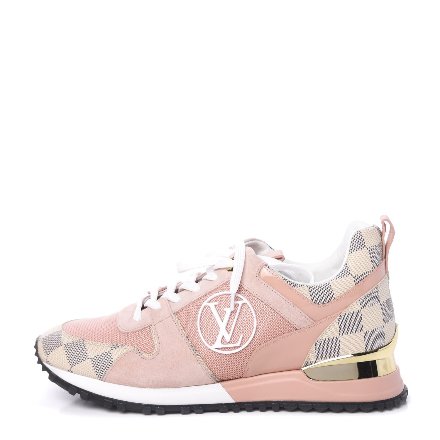 Louis Vuitton Suede Damier Azur Run Away Sneakers 37.5 Pink 1 of 9