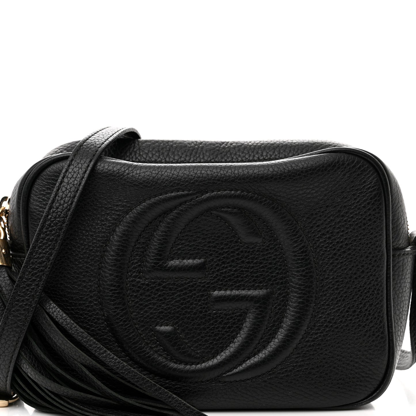 Pebbled Calfskin Small Soho Disco Bag Black