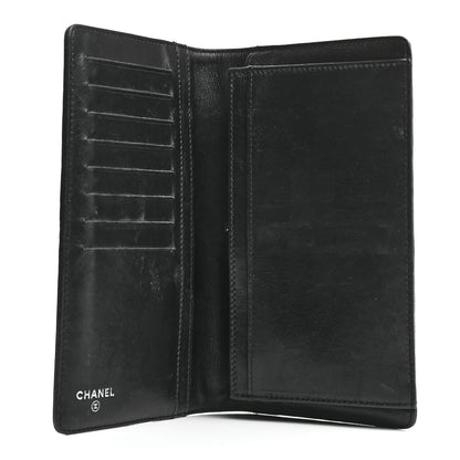 Chanel Lambskin Camellia Embossed Yen Wallet Black 5 of 8
