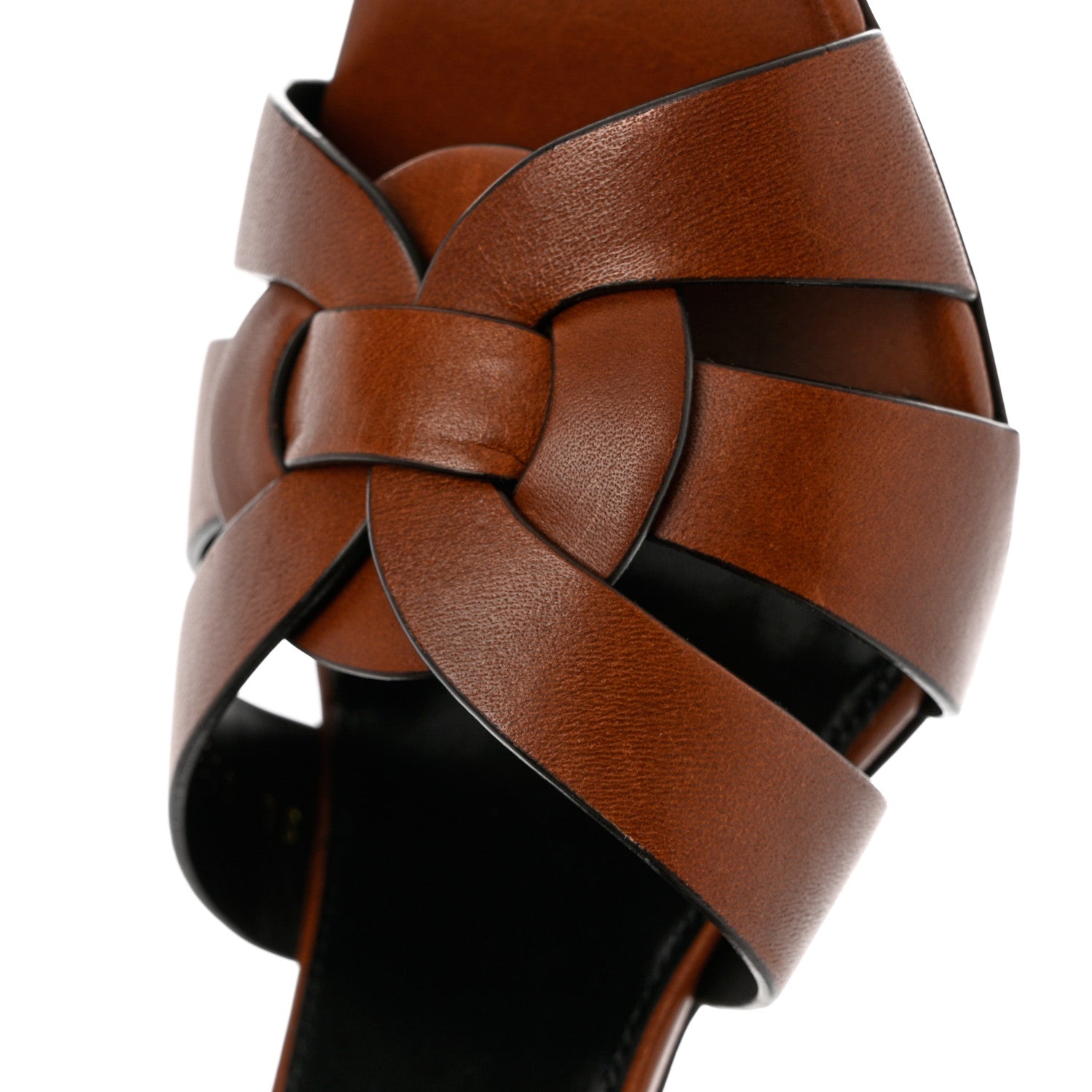 Saint Laurent Calfskin Tribute 85 Slide Sandals 38 Amber 10 of 11