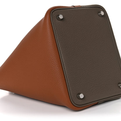 Hermes Taurillon Clemence Casaque Picotin 18 PM Gold Etain Nata 7 of 9