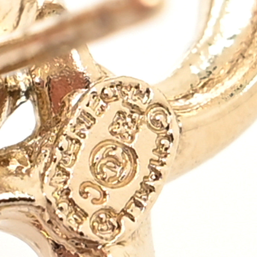 Chanel Metal Crystal CC Logo Heart Earrings Gold 4 of 4
