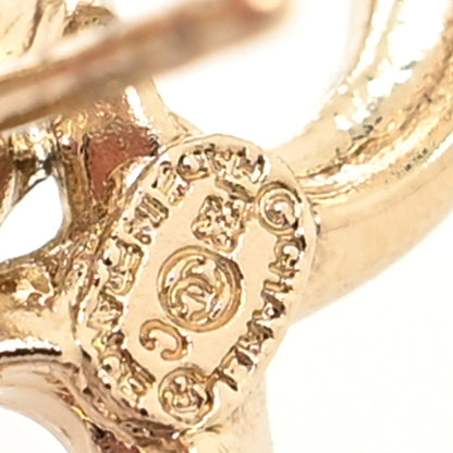 Chanel Metal Crystal CC Logo Heart Earrings Gold 4 of 4