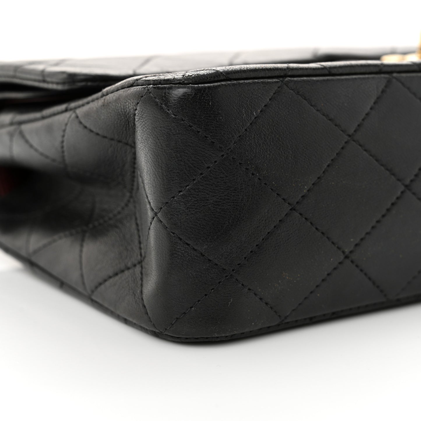 Lambskin Quilted Medium Double Flap Black