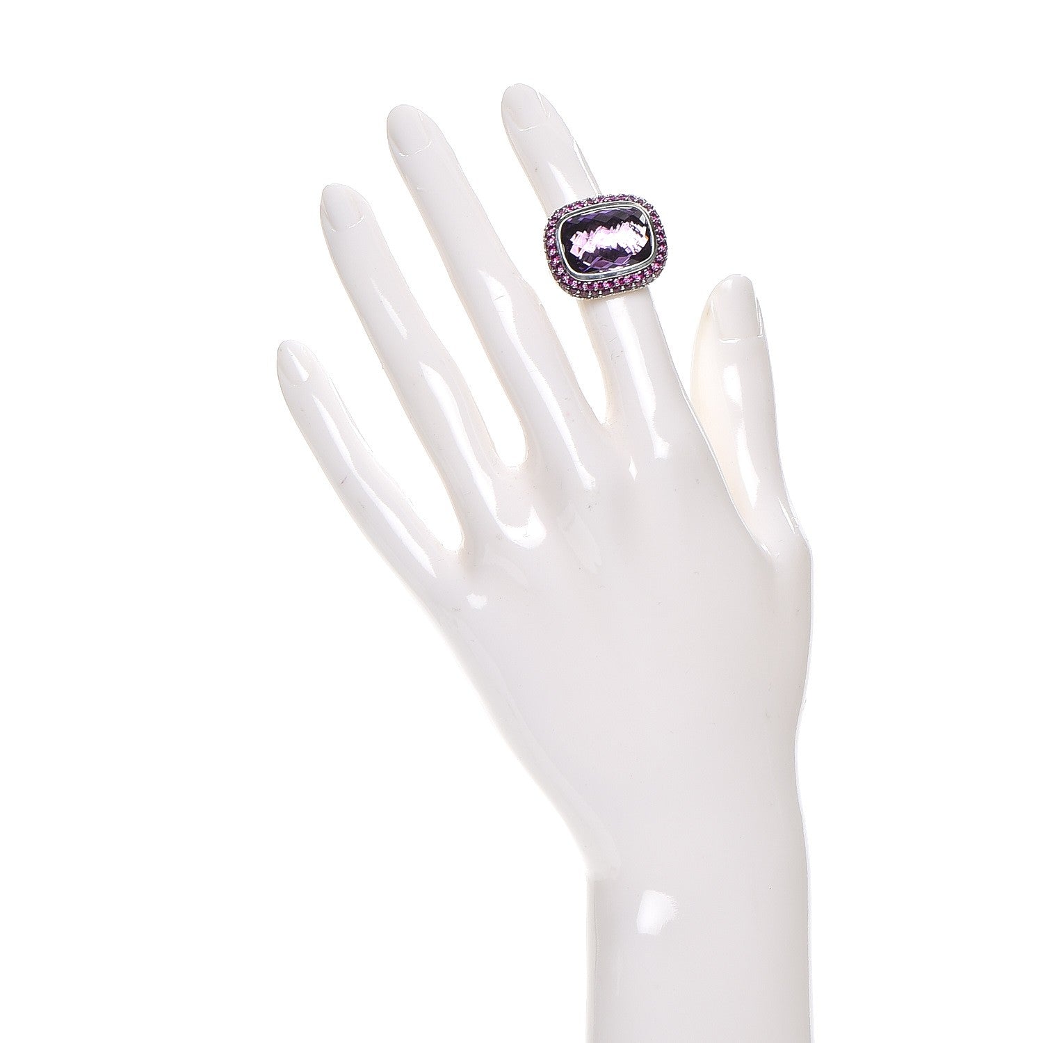 David Yurman Sterling Silver Amethyst Pink Sapphire 18mm Waverly Ring 49 5 2 of 5