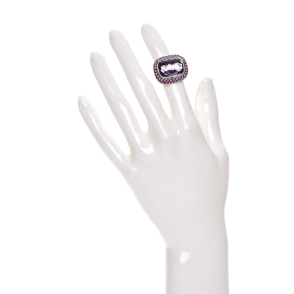 David Yurman Sterling Silver Amethyst Pink Sapphire 18mm Waverly Ring 49 5 2 of 5