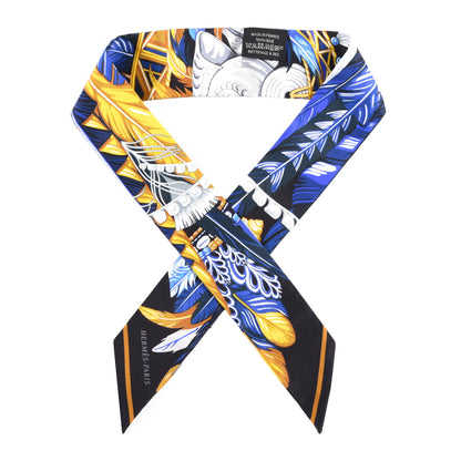 Hermes Silk La Danse Pacifique Twilly Bleu Nuit Jaune Vif 1 of 4