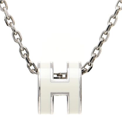 Hermes Lacquered Palladium Mini Pop H Pendant Necklace White 4 of 6