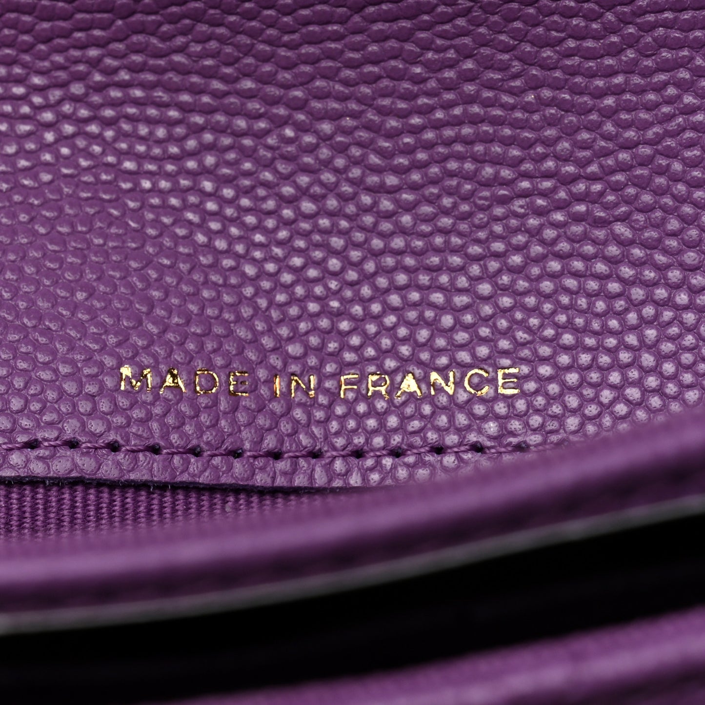 Caviar Quilted Flap Card Holder Wallet Purple