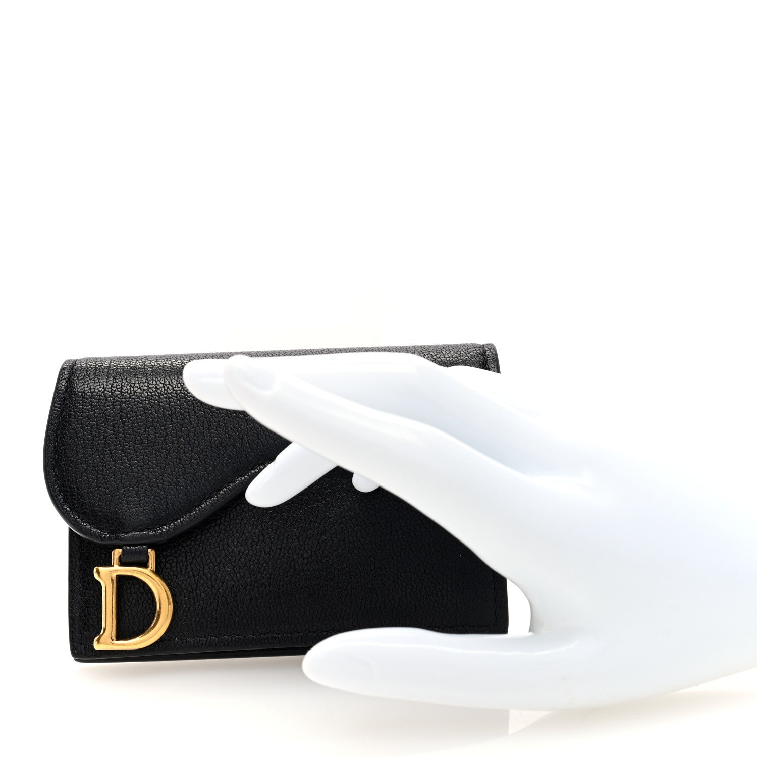 Christian Dior Goatskin Saddle Card Holder Black 2 of 7