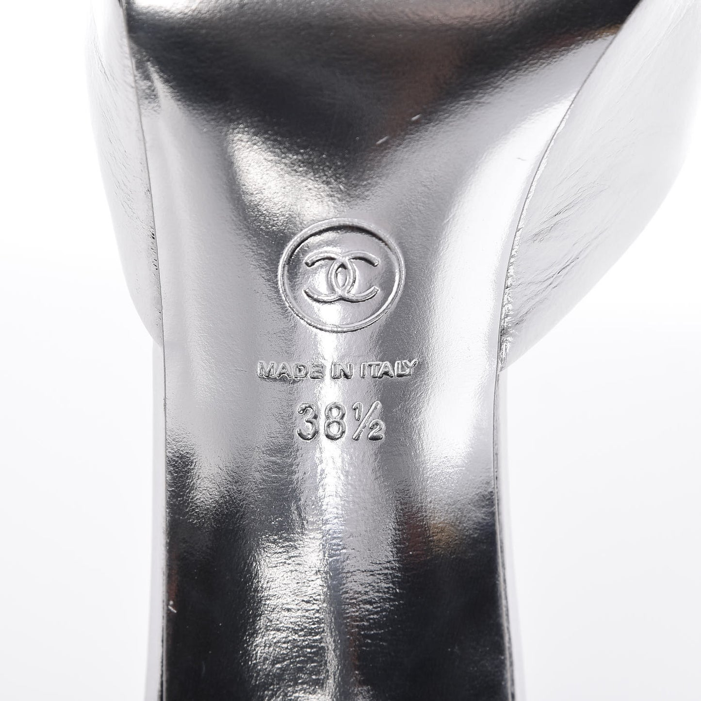Metallic Goatskin CC Mules 38.5 Silver