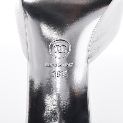 Chanel Metallic Goatskin CC Mules 38.5 Silver 10 of 13