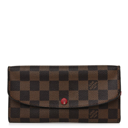 Louis Vuitton Damier Ebene Emilie Wallet Red 1 of 12