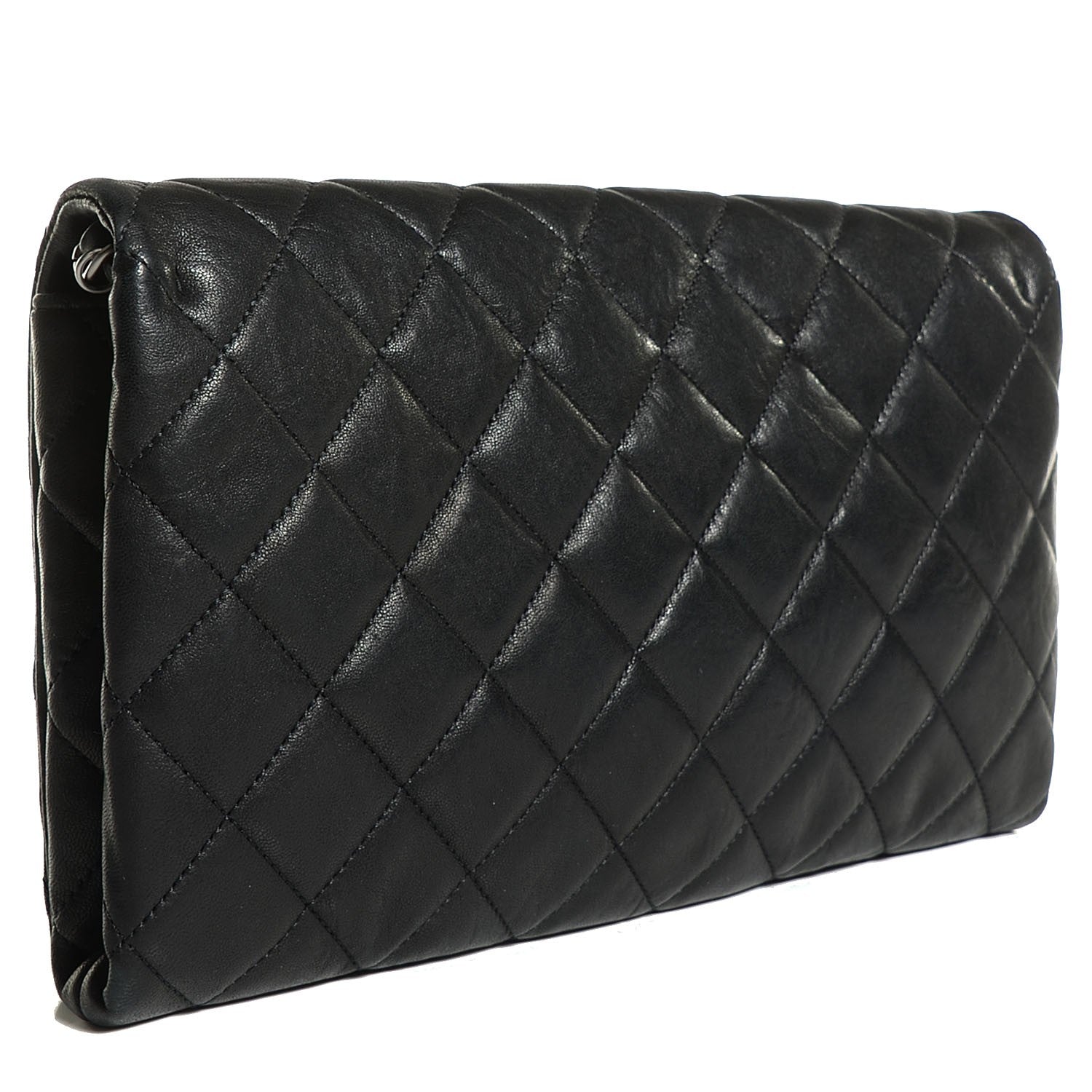 Chanel Lambskin Quilted Medium Leo Lion Flap Clutch Black 3 of 8