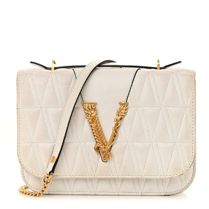 Versace Nappa Quilted Virtus Top Handle Shoulder Bag White 1 of 13