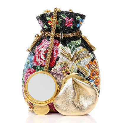 Judith Leiber Swarovski Crystal Floral Minaudiere Clutch Gold Multicolor 3 of 13