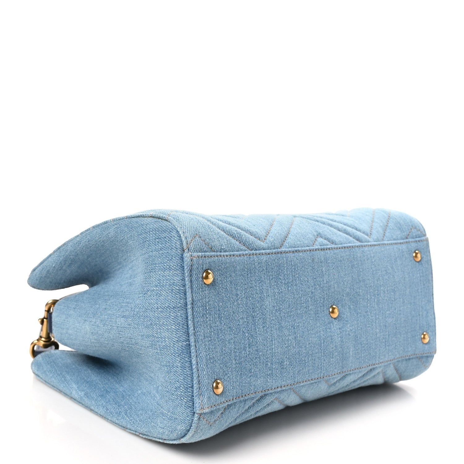 Gucci Denim Matelasse Small Pearly GG Marmont Tote Blue 4 of 10