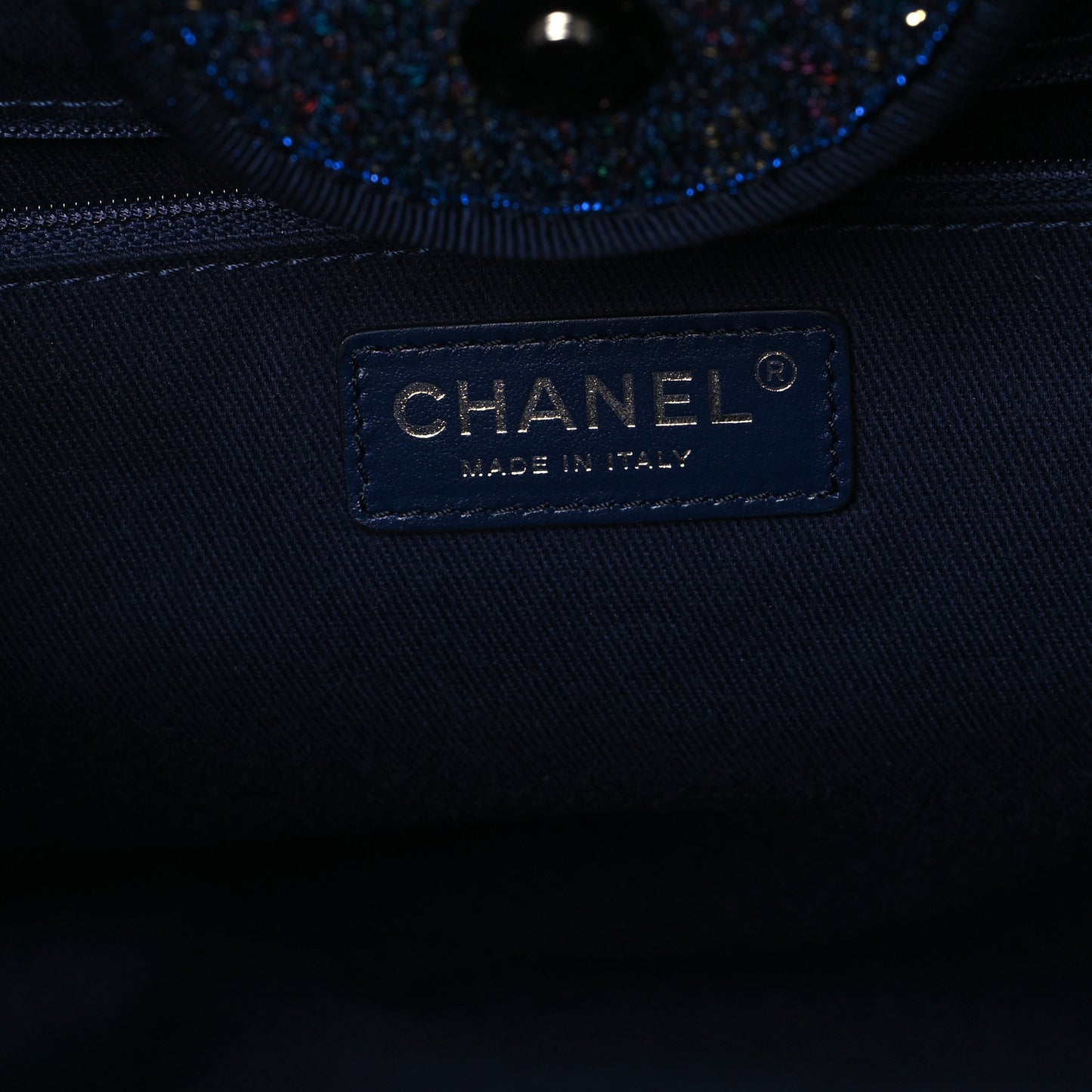 Calfskin Sequin Medium Deauville Tote Blue Multicolor