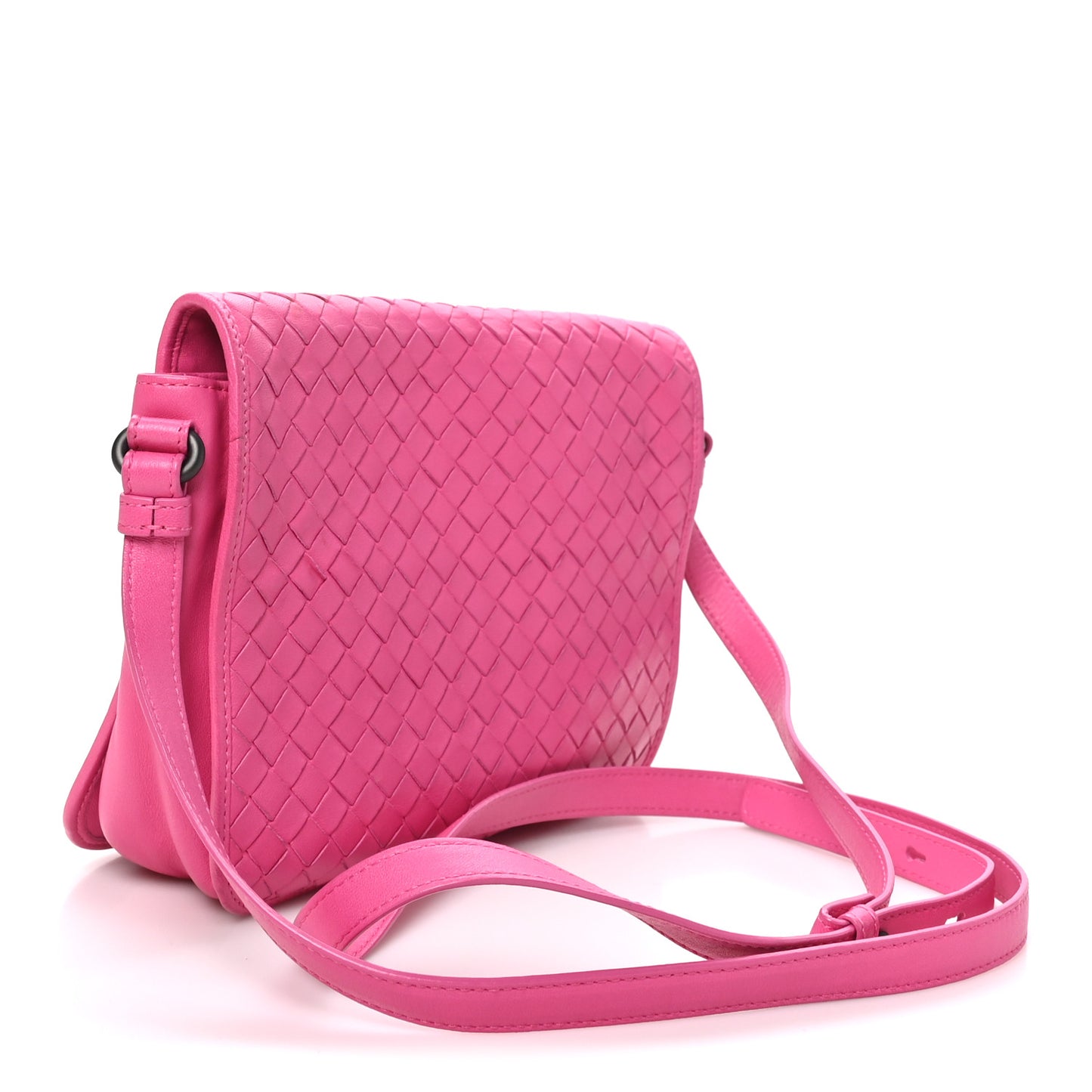 Nappa Intrecciato Crossbody Messenger Flap Fuchsia