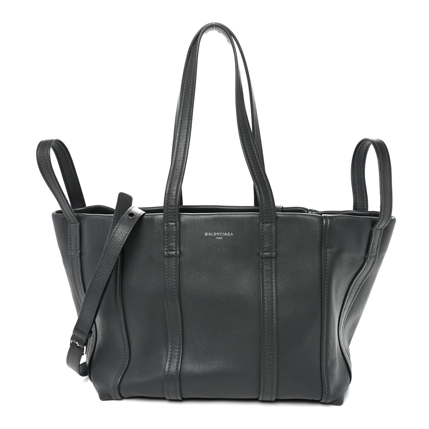 Calfskin Medium Laundry Cabas Tote Gris Fossile