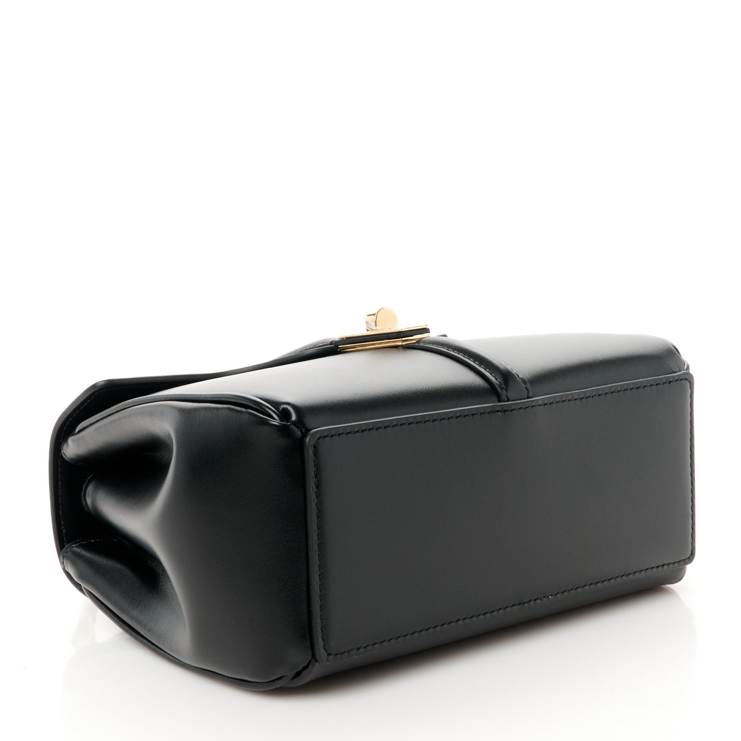 Satinated Calfskin Mini 16 Top Handle Bag Black