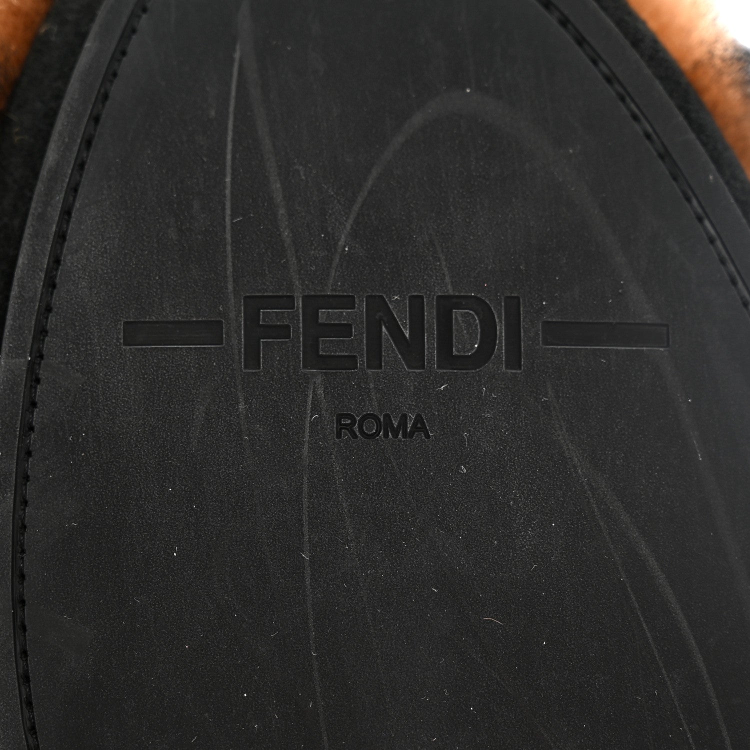 Fendi Shearling Nappa FF Slippers 37 Tobacco Black 7 of 10