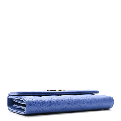 Chanel Caviar Quilted Studded CC Medium Flap Wallet Blue 4 of 13