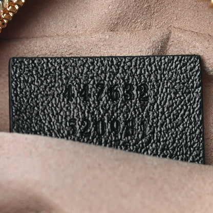 Gucci Monogram Matelasse Diagonal Small GG Marmont Chain Shoulder Bag Beige Black 8 of 11