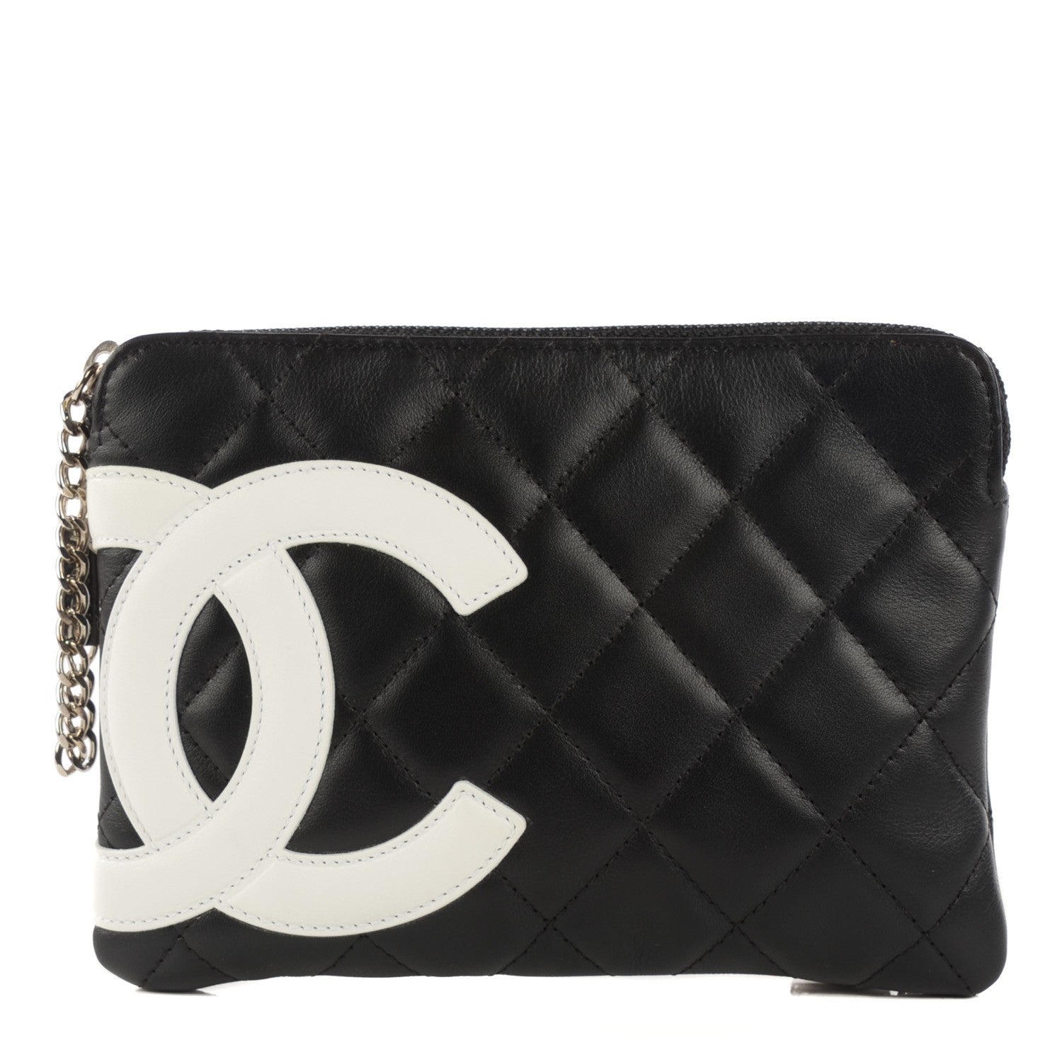 Chanel Calfskin Quilted Cambon Cosmetic Pouch Black White 1 of 7