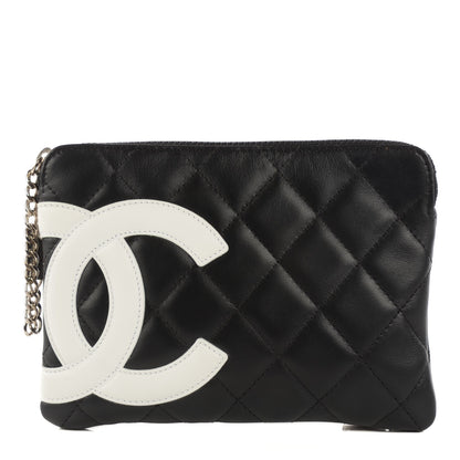 Chanel Calfskin Quilted Cambon Cosmetic Pouch Black White 1 of 7
