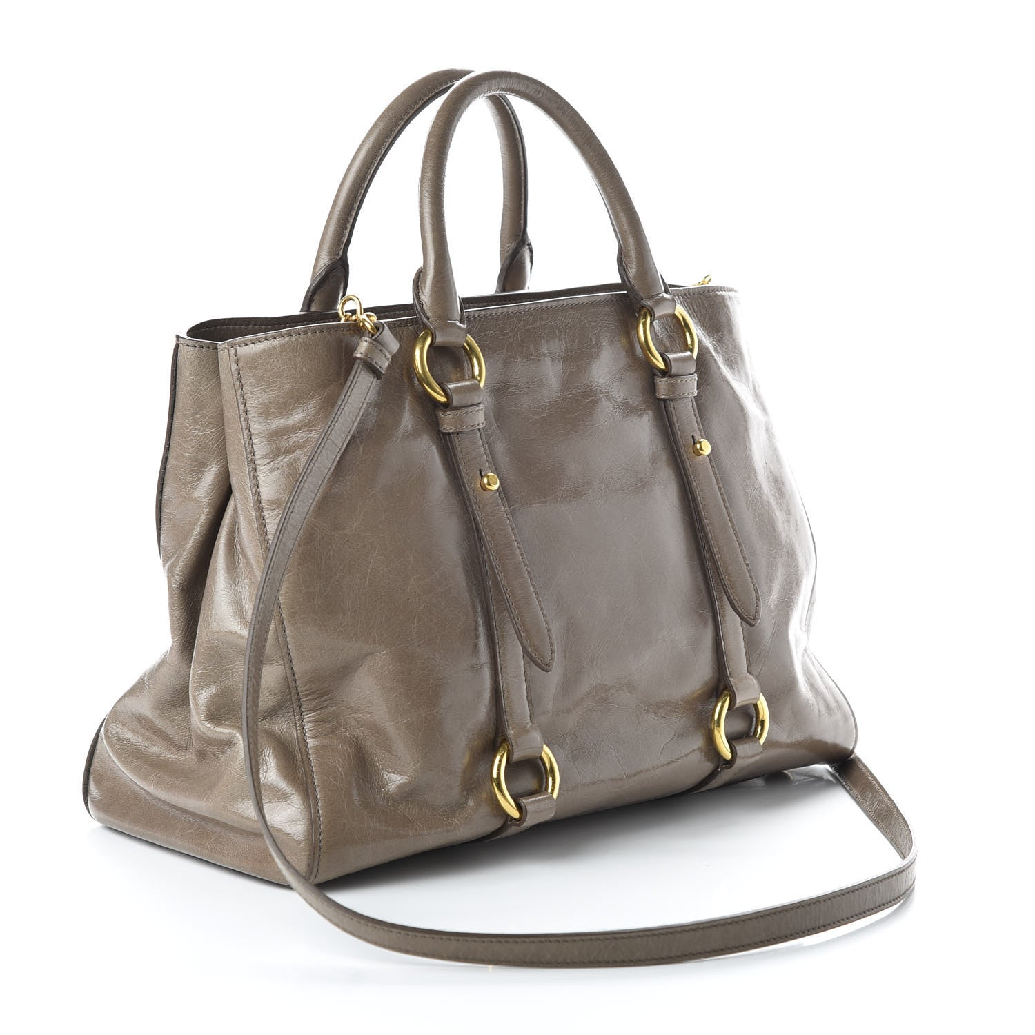 Miu Miu Vitello Shine Tote Giunco 3 of 9