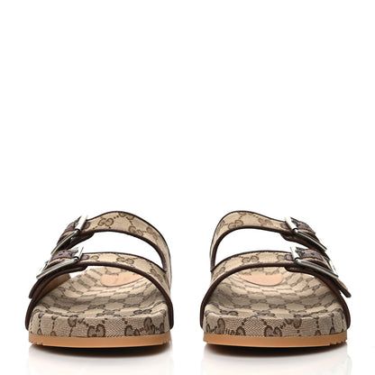 Gucci GG Monogram Lavaredo Eco Fabric Mens Slide Sandals With Straps 13 Beige Ebony Light Brown 2 of 8
