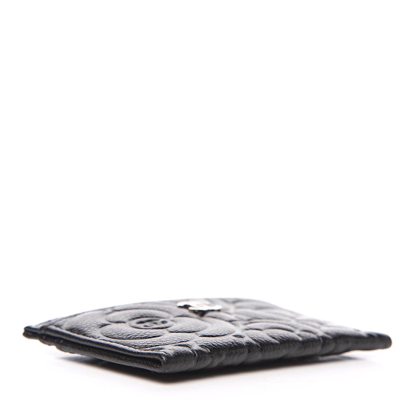 Caviar Camellia Embossed Card Holder Black