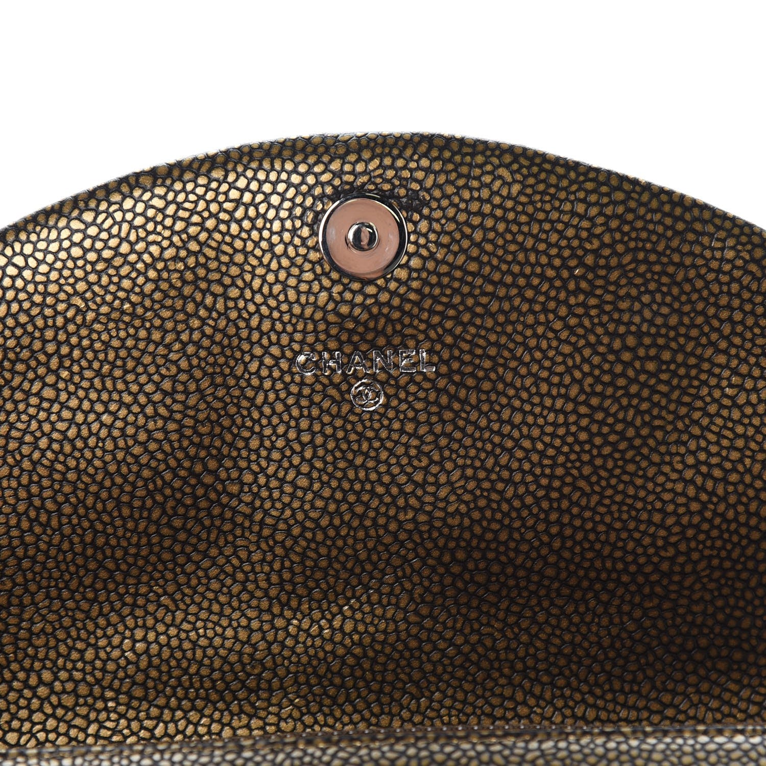 Chanel Metallic Caviar Half Moon Wallet On Chain WOC Bronze 6 of 8