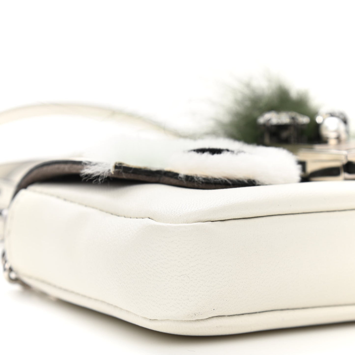 Nappa Rabbit Fox Fur Micro Buggie Baguette White Nirvana Black