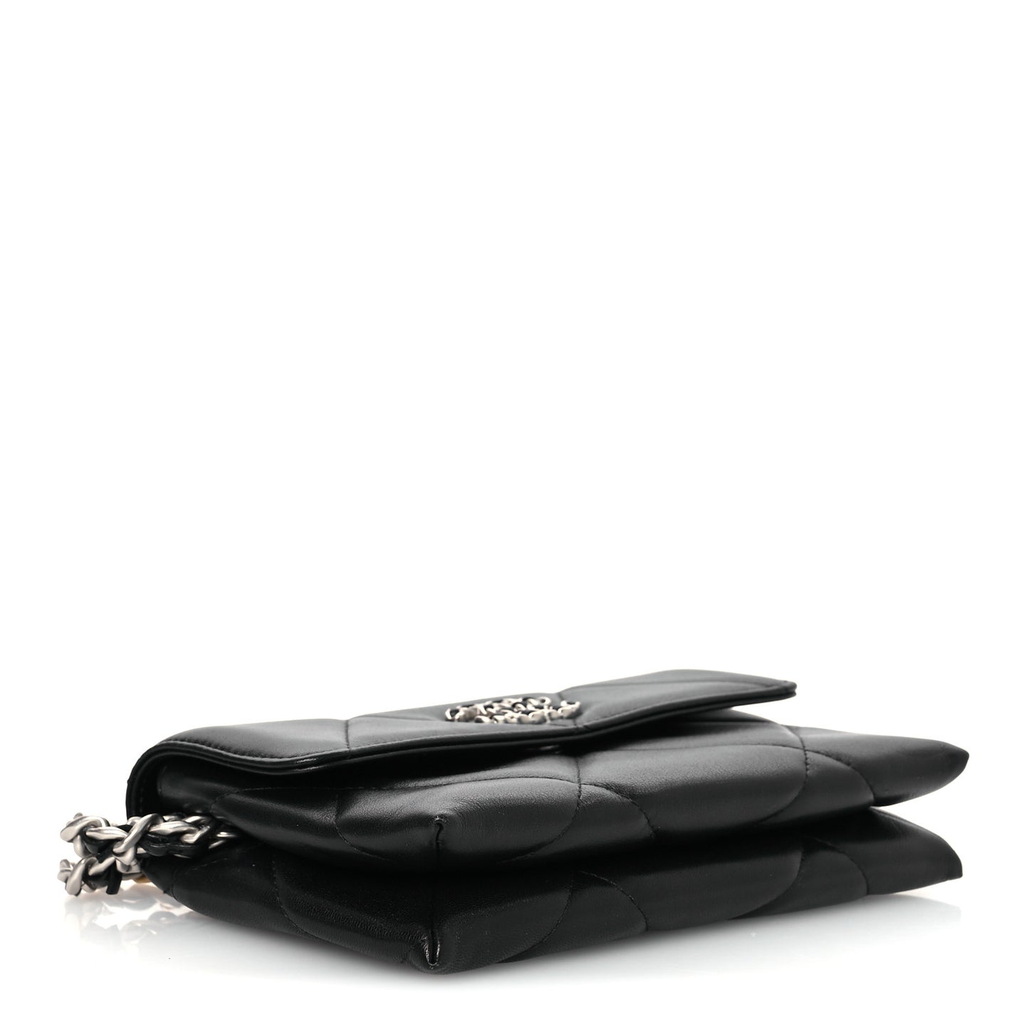 Lambskin Quilted Chanel 19 Flap Clutch Black