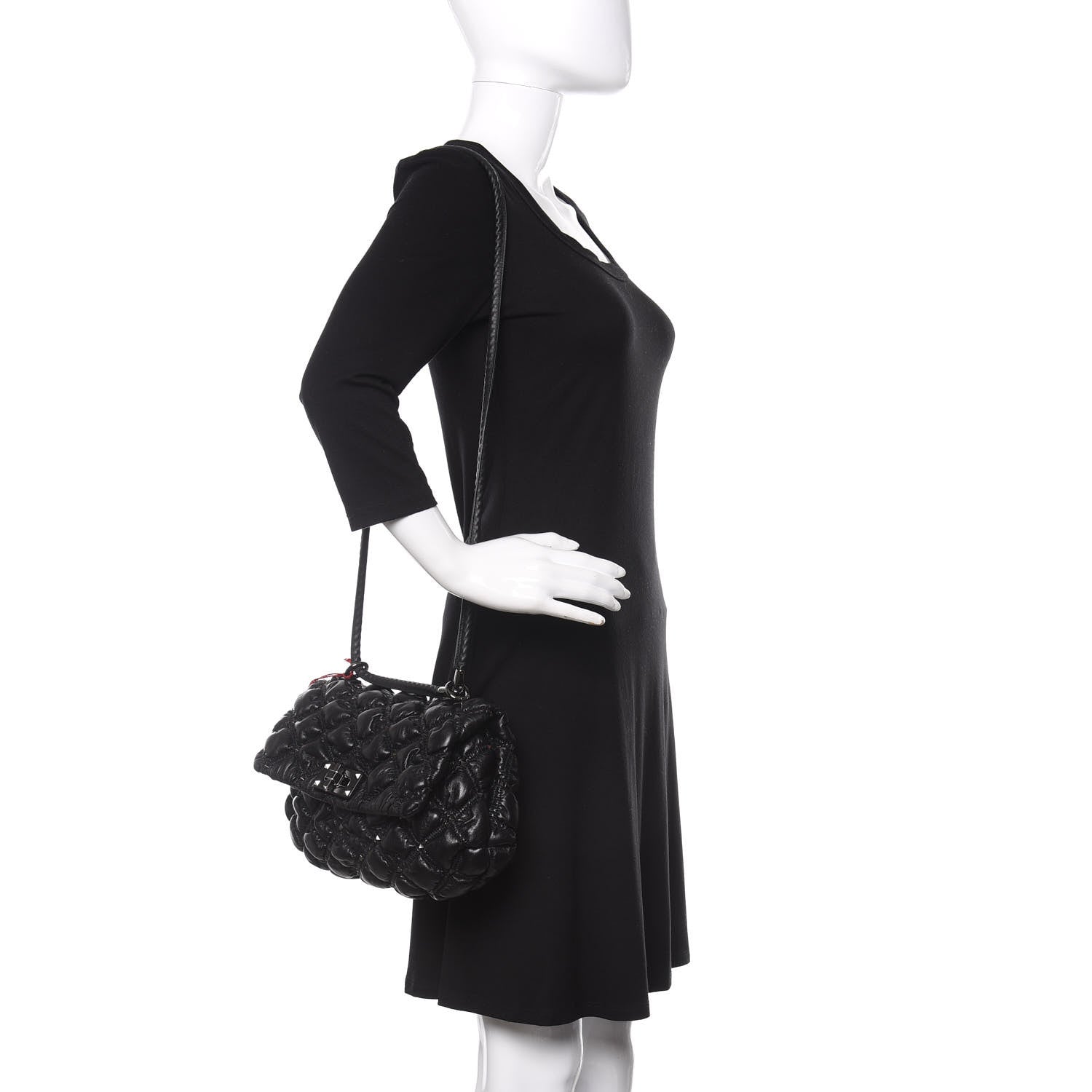 Valentino Garavani Nappa Medium Spikeme Shoulder Bag Black 2 of 9