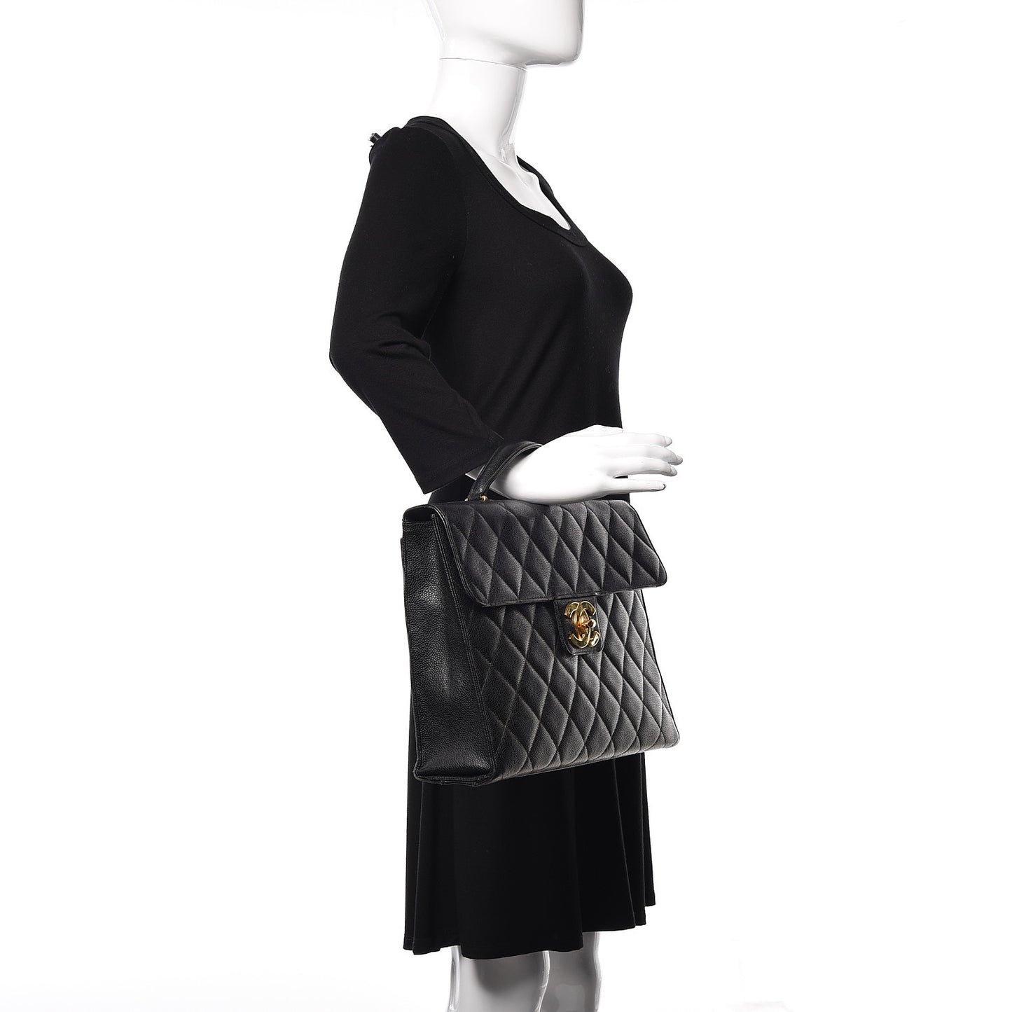 Caviar Quilted Briefcase Laptop Bag Black